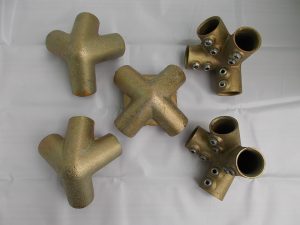 ข้อต่อเหล็กหล่อ ชุบทองเหลือง | Brass-coated iron joint